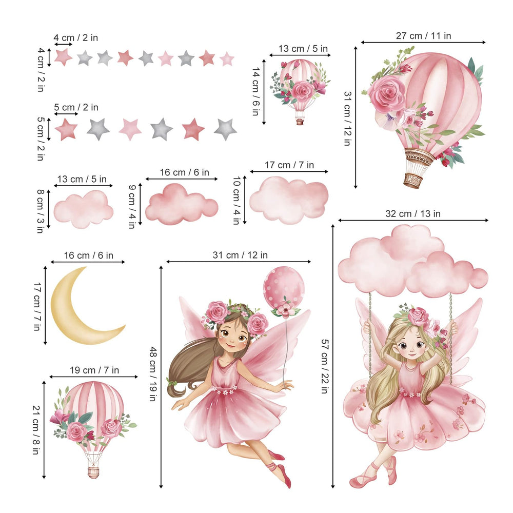Wondever Pink Fairy on Swing wall sticker, durable and waterproof for kid-friendly room decoration