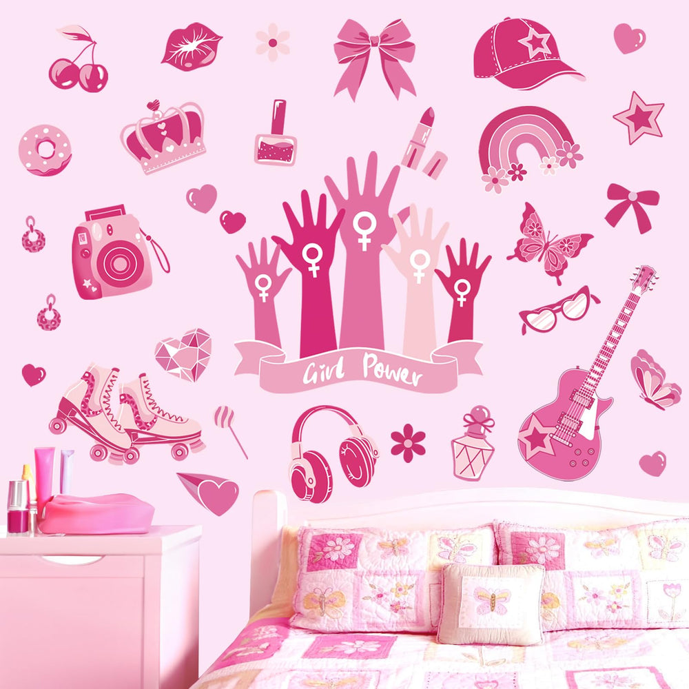 Wondever pink girl power decal enhances study corners with residue-free repositioning options