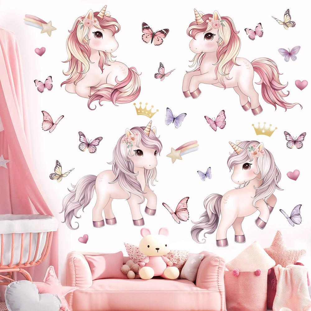 Wondever pink unicorn rainbow heart wall art ideal for girls' rooms and bright walls.