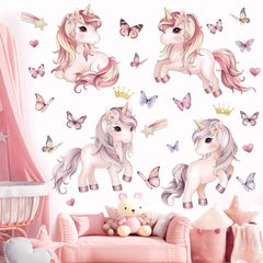 Wondever pink unicorn rainbow heart wall art ideal for girls' rooms and bright walls.