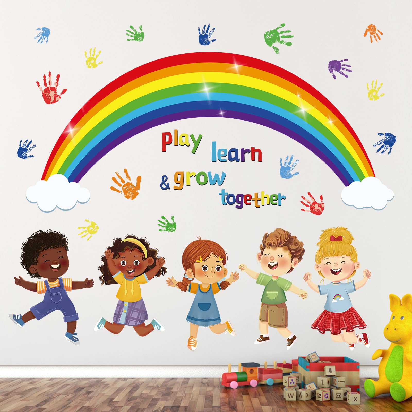 Wondever Reading Corner Rainbow Wall Decal creates a cheerful study space for kids
