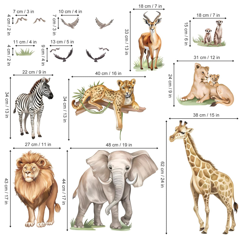 wondever safari wall sticker set3 enables customizable layouts for unique wall design.
