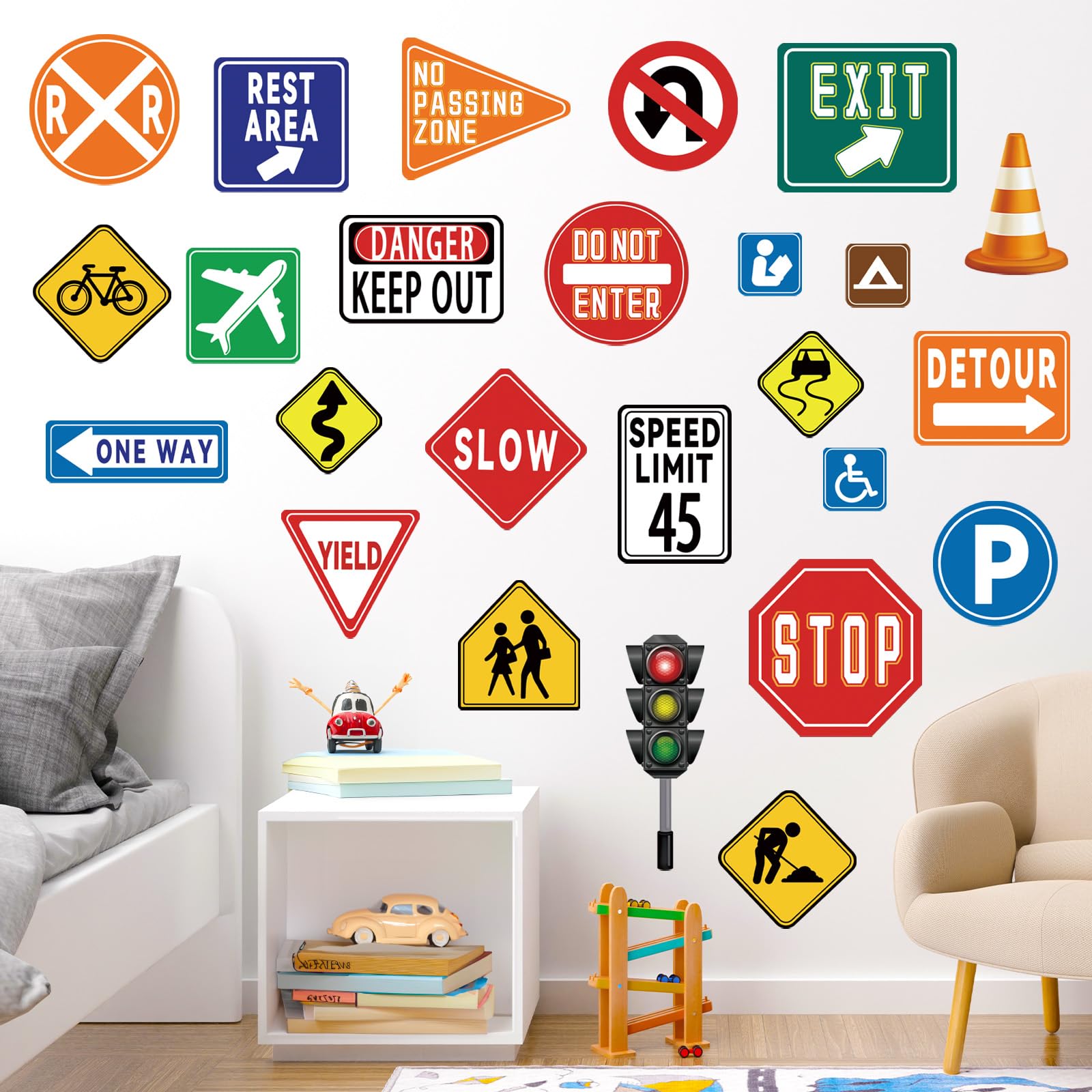 Wondever stop street transportation decals for classroom walls promote learning without mess.