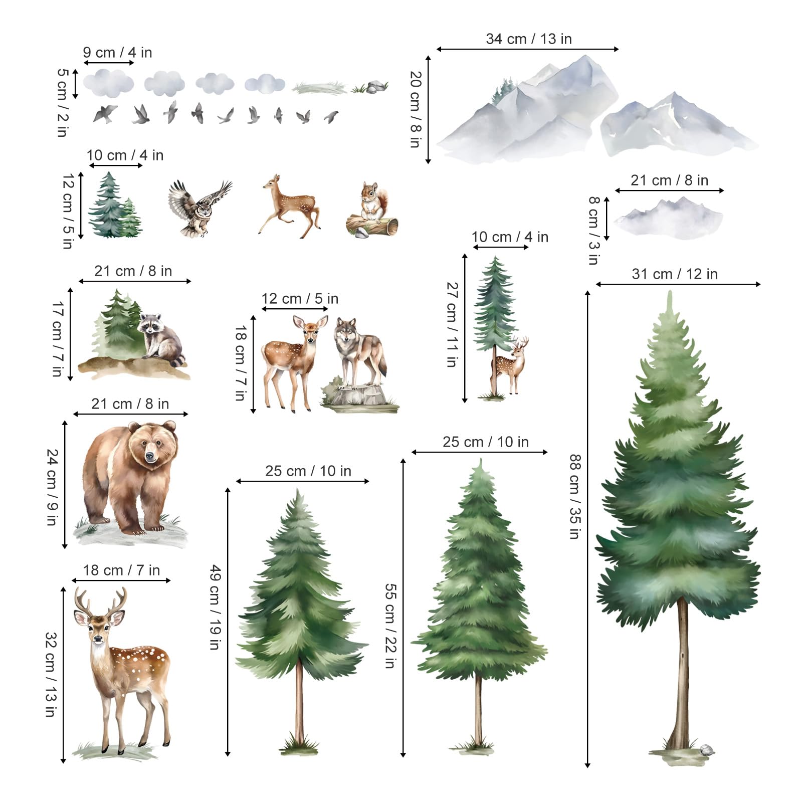 wondever three-sheet wall stickers show finished layout of 117 by 112 cm