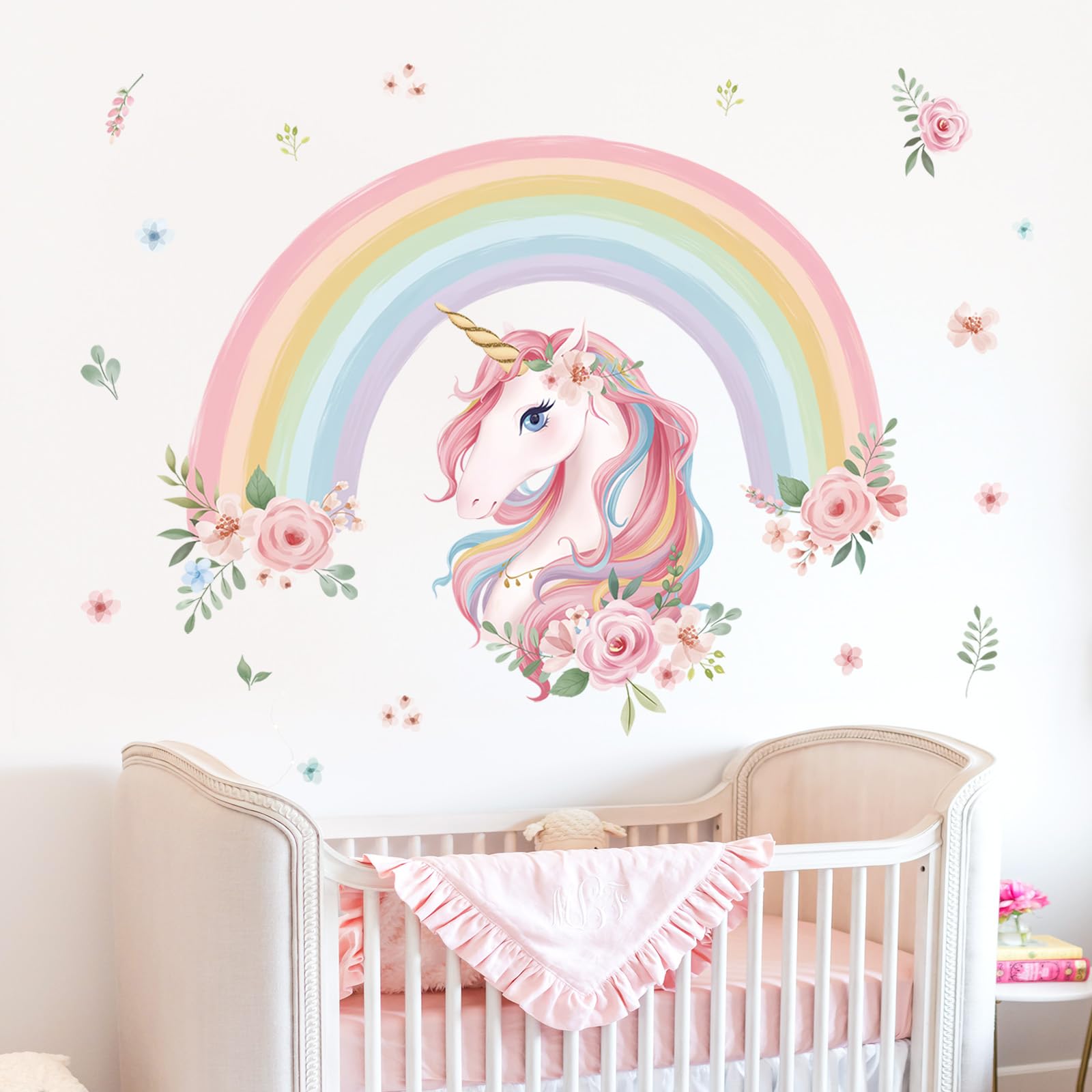 wondever unicorn and flower decals brighten baby nursery with easy installation