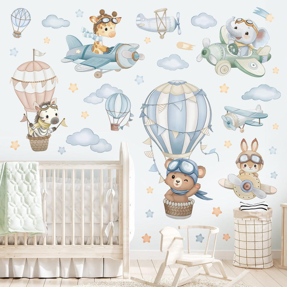 Wondever watercolor balloon animals nursery decor is kid-friendly and easy to reposition