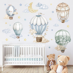 Wondever watercolor hot air balloon wall stickers for a calming nursery mood