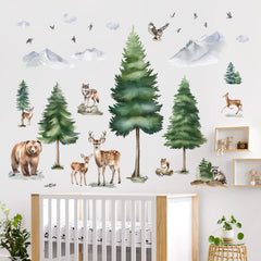 wondever woodland animals wall decal featuring deer and bear adds charm to living room decor