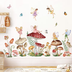 Wondever woodland mushroom wall decal forest scene enhances a playful nursery ambiance.