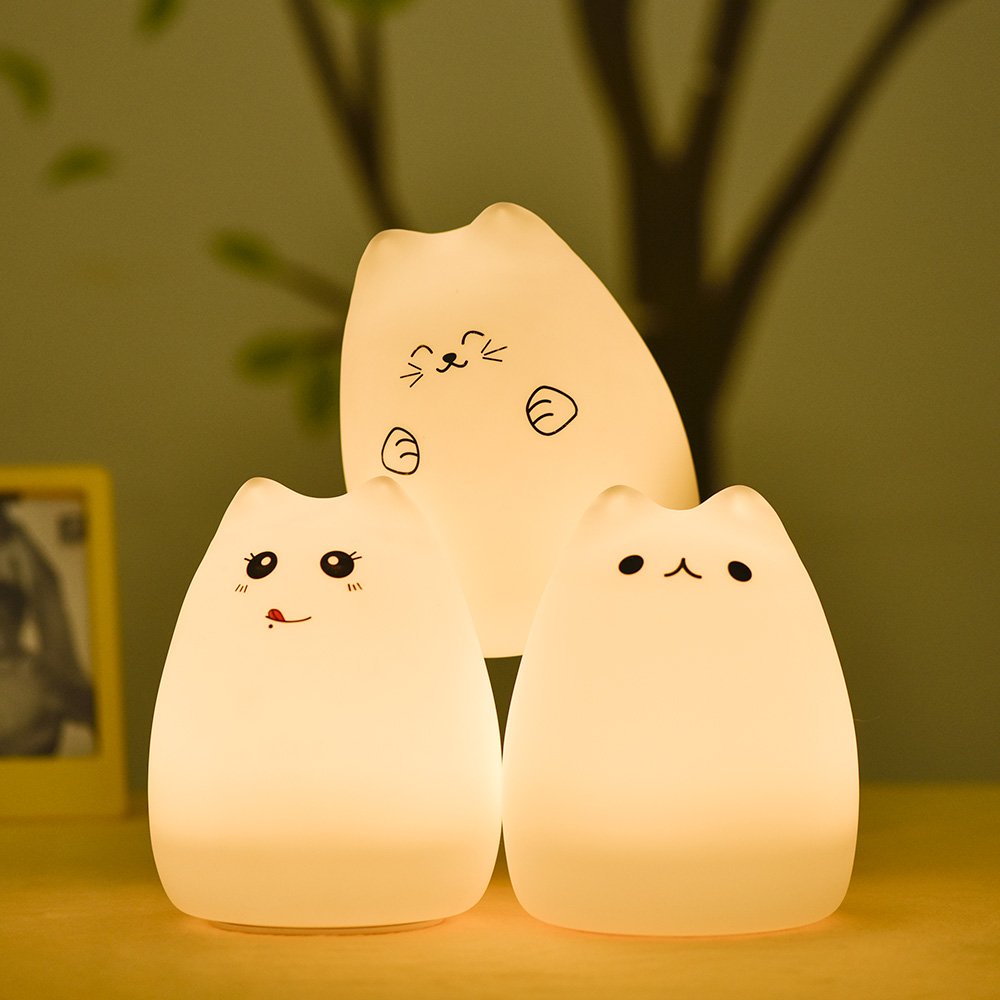 WoneNice Kitty Night Light in a baby room setup for soothing ambience