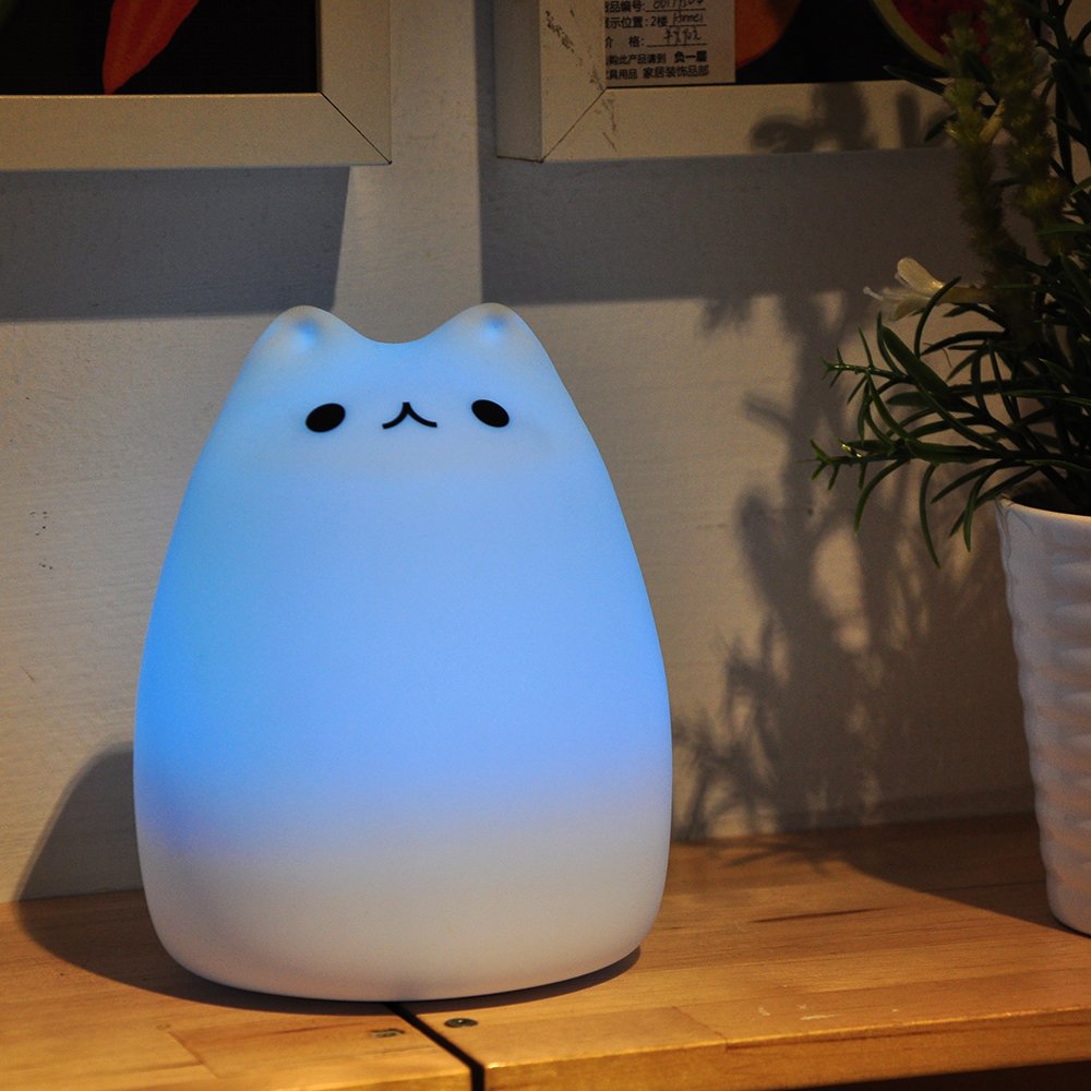 WoneNice Kitty Night Light non-detachable battery cover for safety