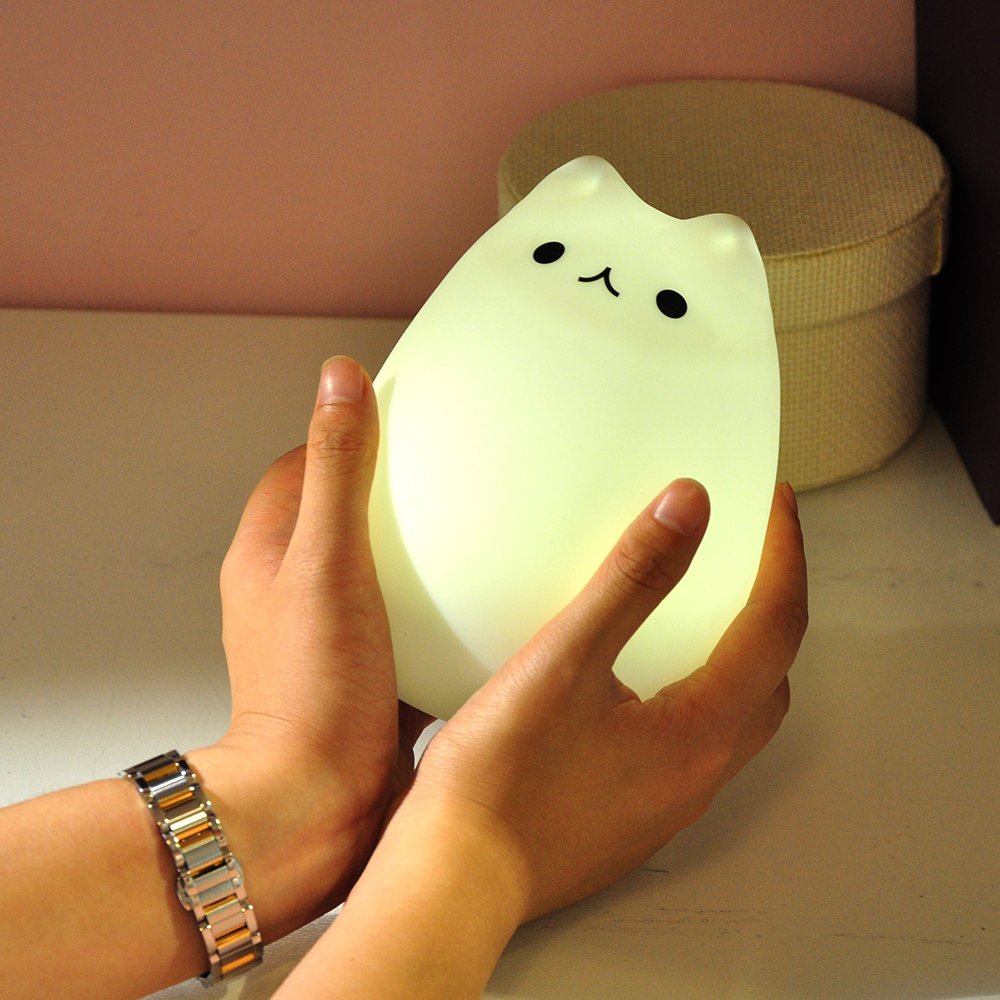 WoneNice Kitty Night Light soft silicone body BPA-free and kid-friendly
