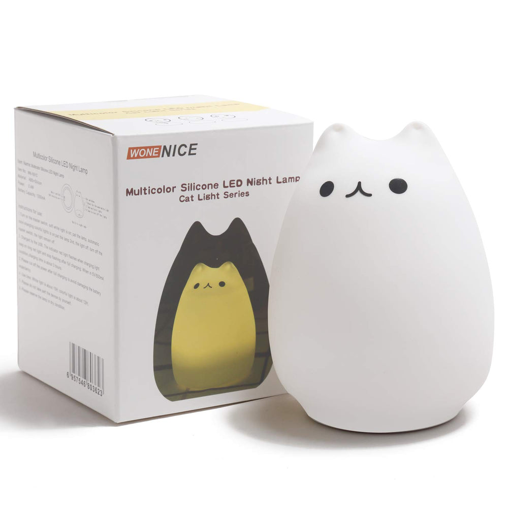 WoneNice Kitty Night Light warm white option supports calm bedtime routines