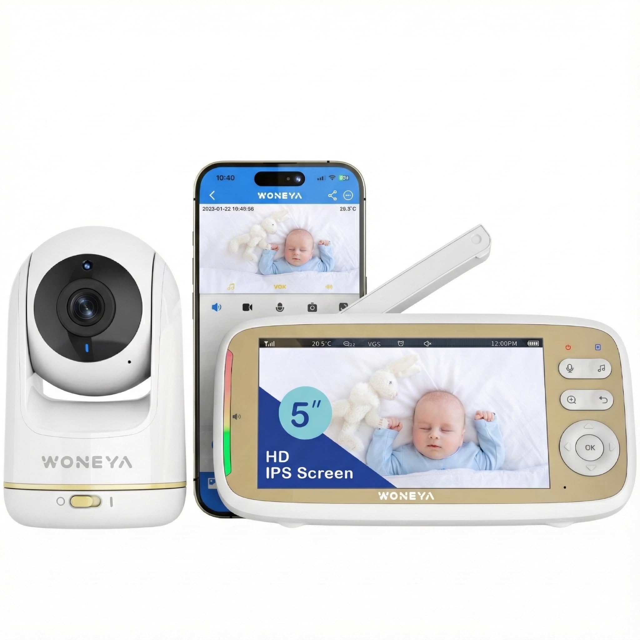 WONEYA Smart Baby Monitor 2K camera captures clear baby video