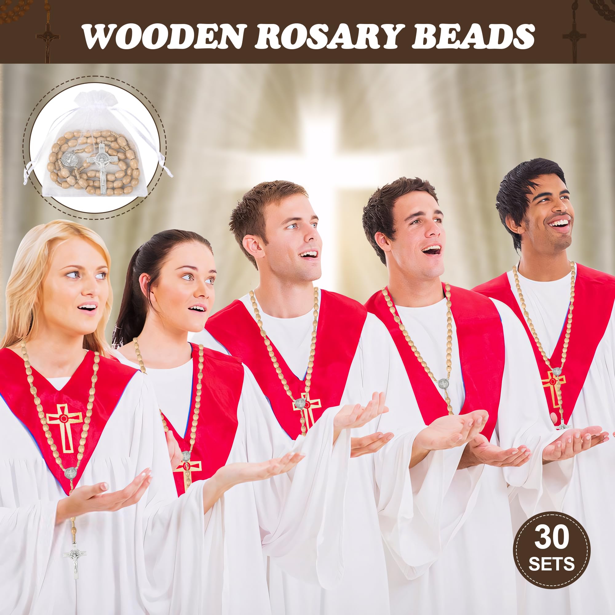 Wonitain bulk rosary set of 30 pieces ready for groups and events.