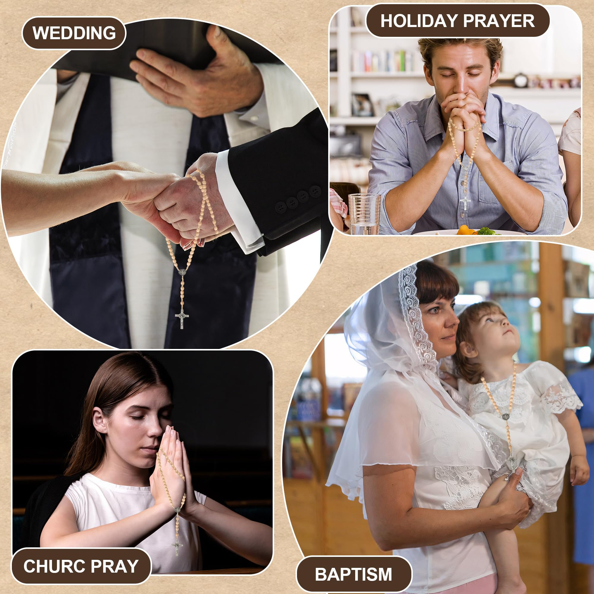 Wonitain rosary in a church event scene demonstrates versatile devotional use.