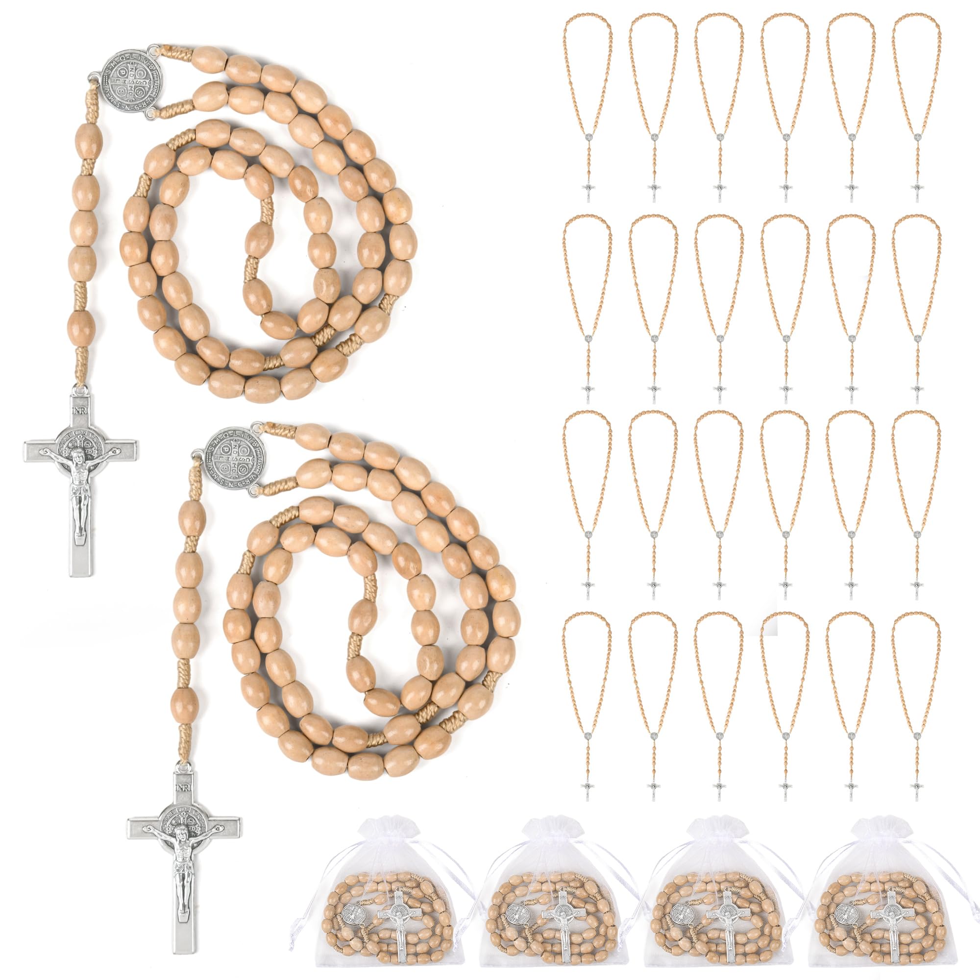 Wonitain wooden rosary beads on an 18-inch strand for personal prayer.