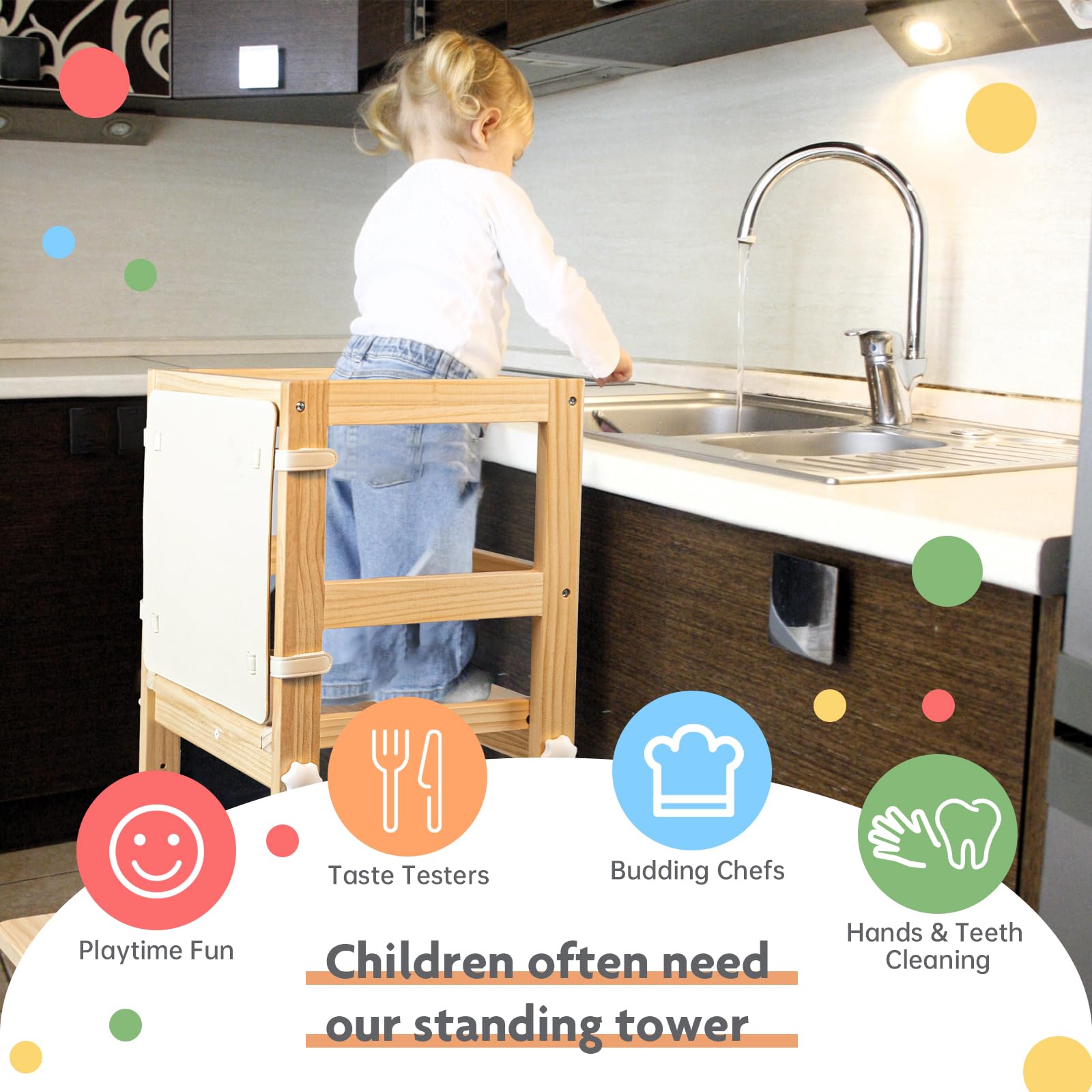 WOOD CITY easy-clean surface demonstrated after spills.