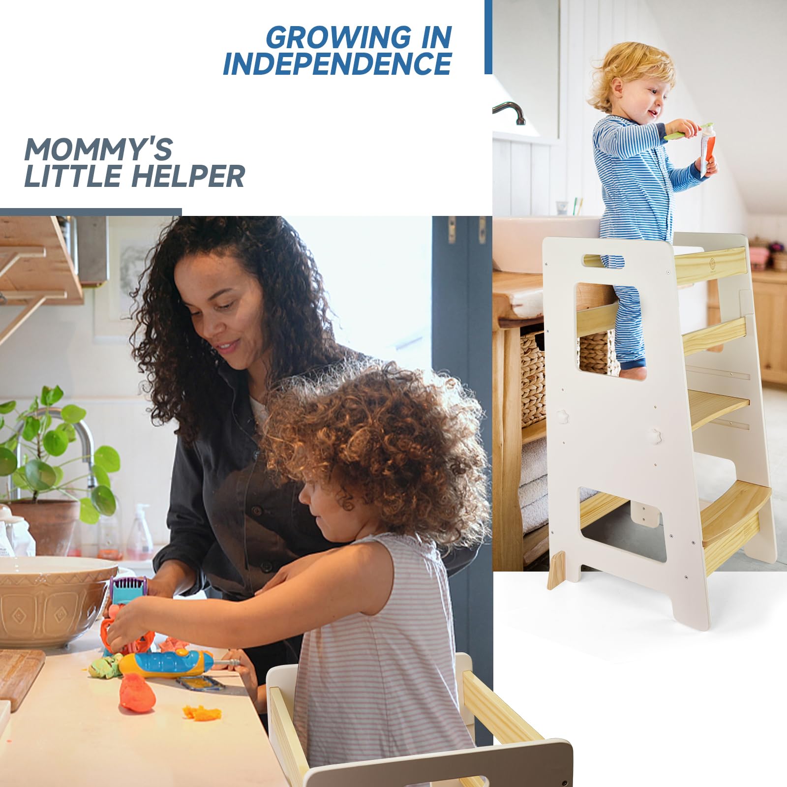 WOOD CITY Kitchen Step Stool portable design makes assembly quick and kid-friendly.