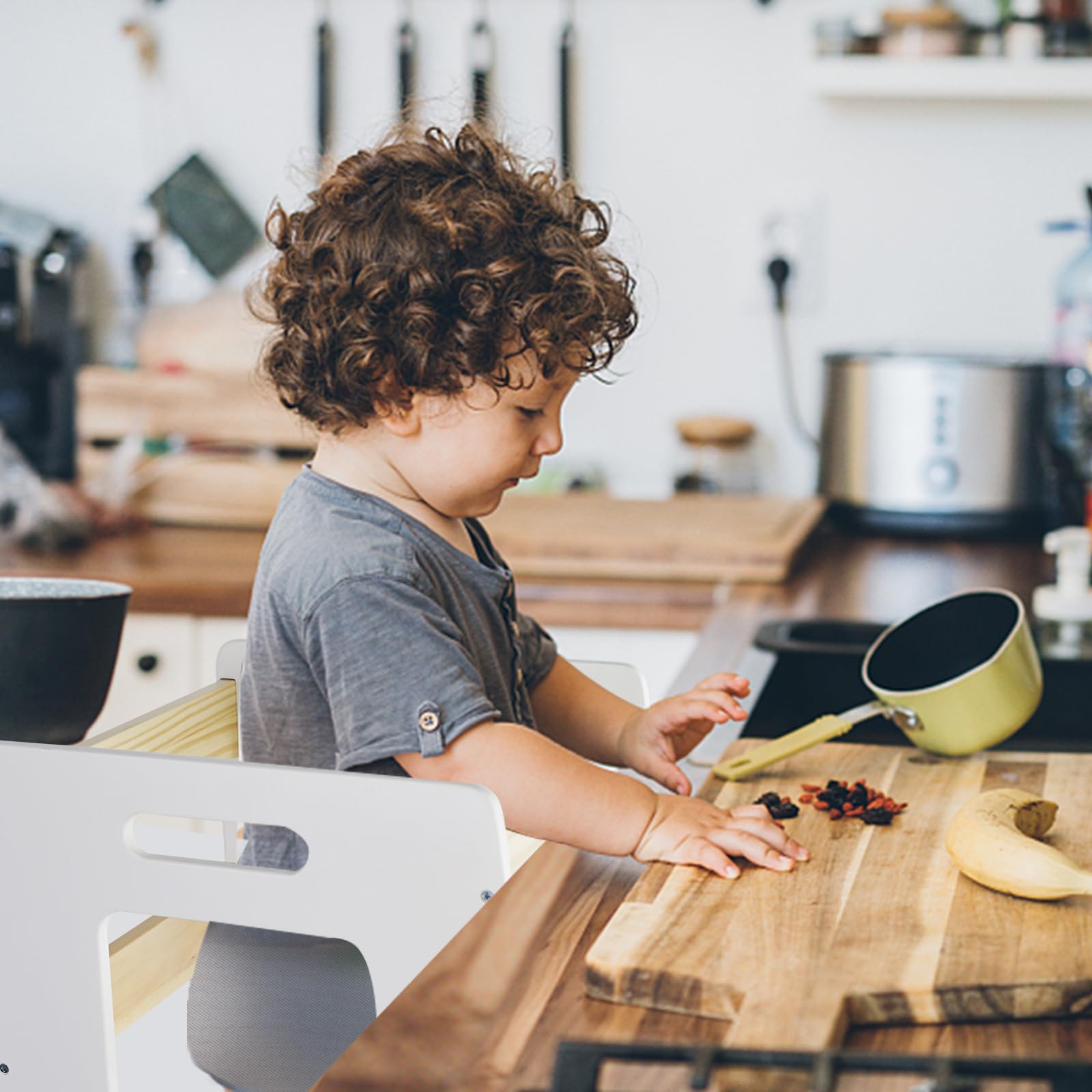 WOOD CITY Kitchen Step Stool durable construction protects floors with non-slip base.