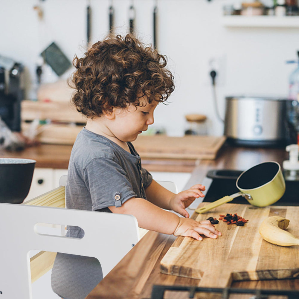 WOOD CITY Kitchen Step Stool durable construction protects floors with non-slip base.