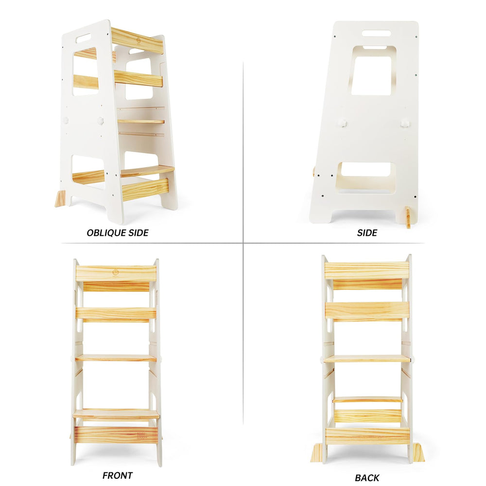 WOOD CITY Kitchen Step Stool robust rails offer stability on slippery surfaces.