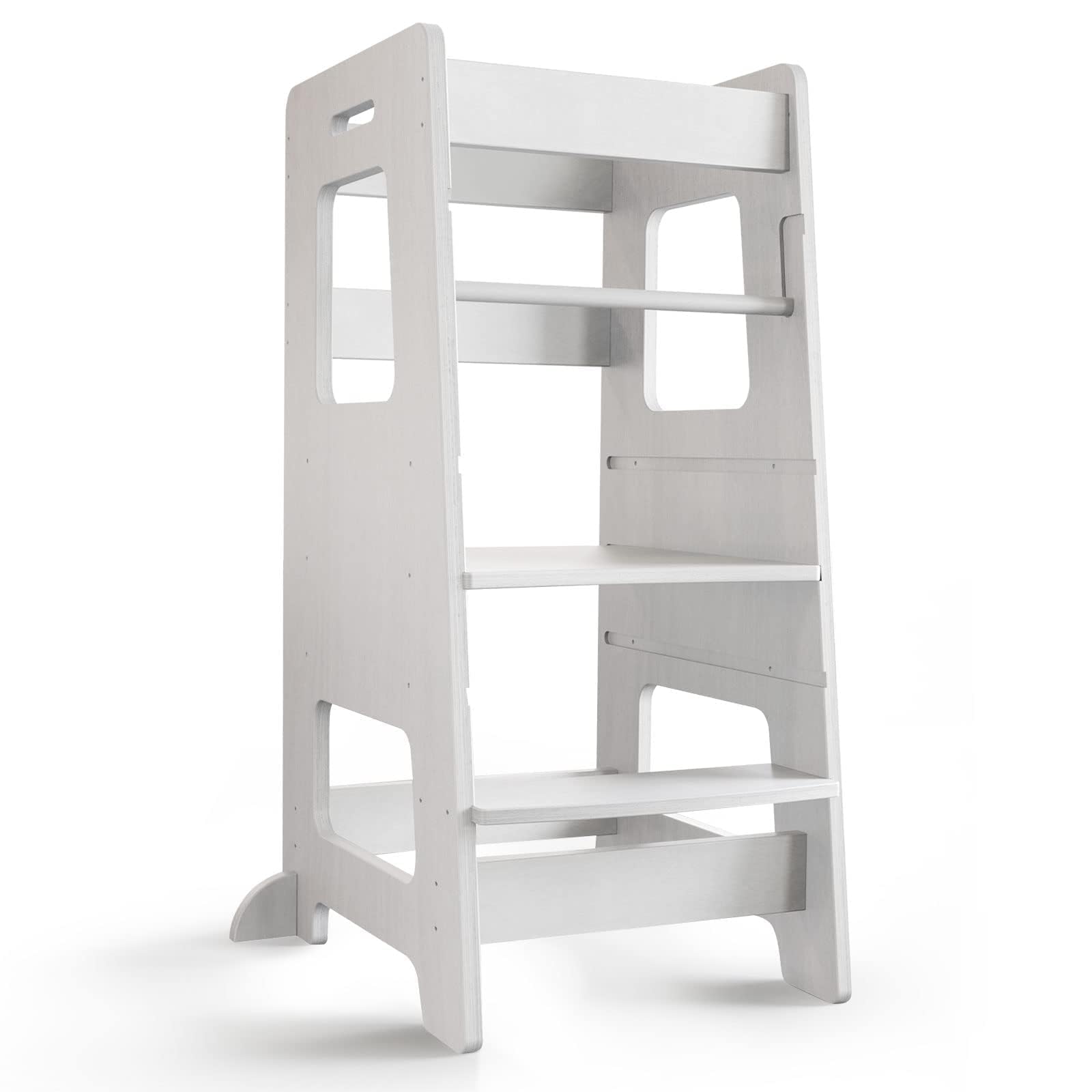 WOOD CITY Kitchen Stool main view highlights sturdy wood and safety features for independence.