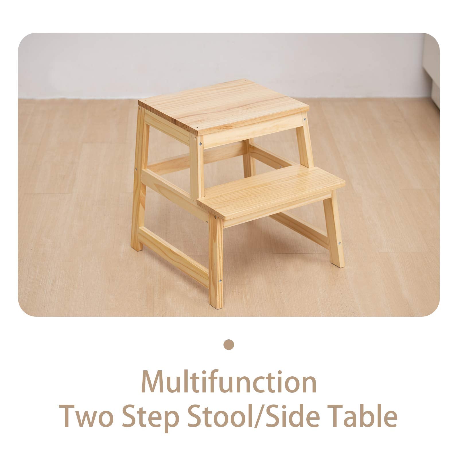 Wood City learning stool featuring four-sided railings for steady support