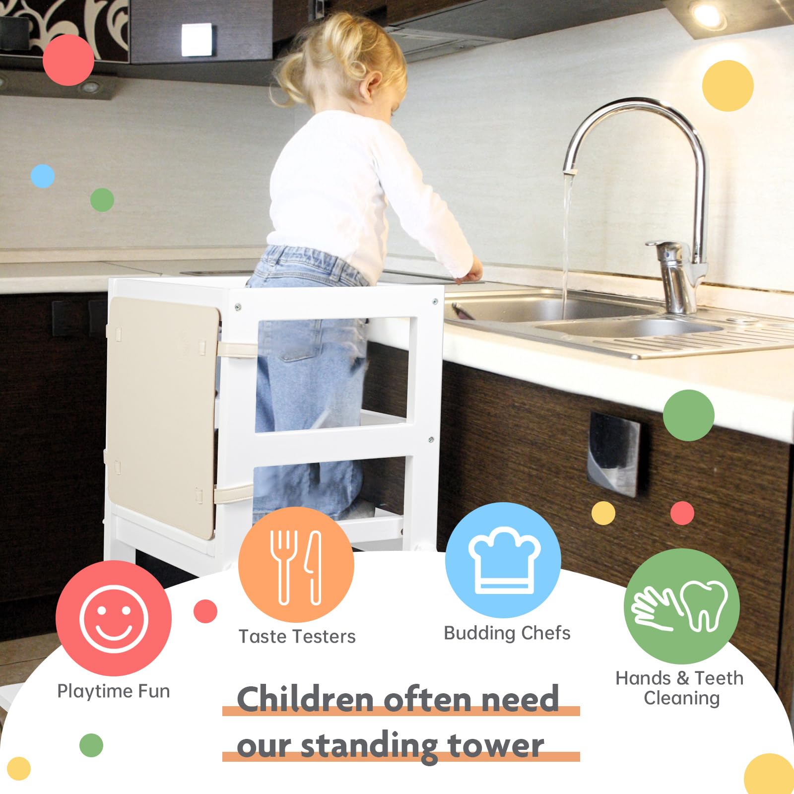 WOOD CITY easy-clean design supports busy families during meal prep and cleanup.