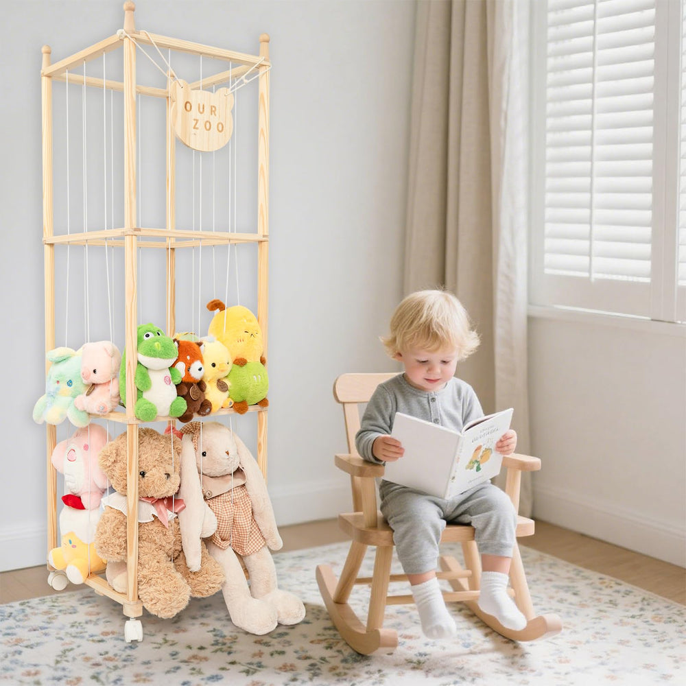 Wood City zoo-organizer-bedroom shows a fun, organized play area.