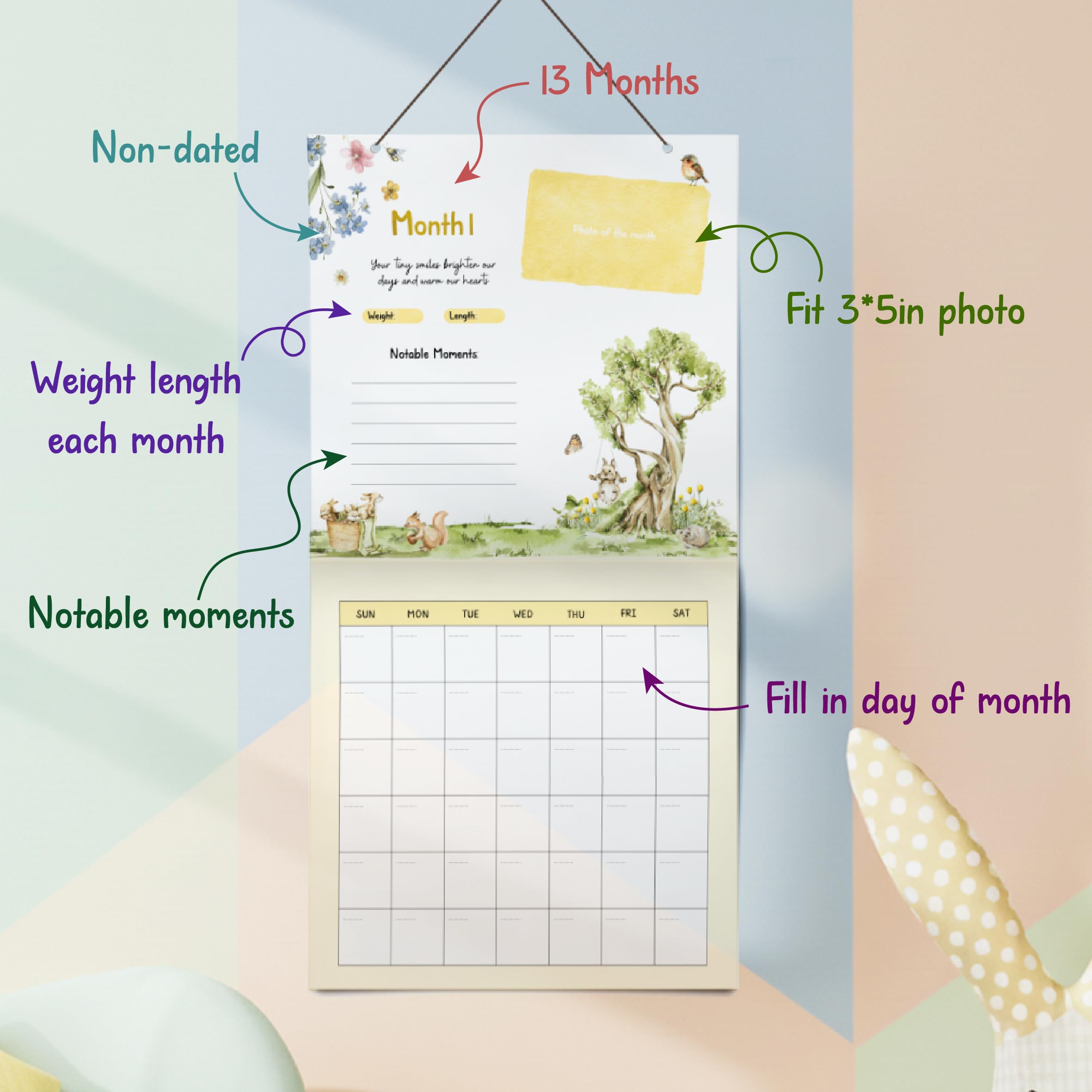 Woodamore sticker sheet for labeling first smiles and steps