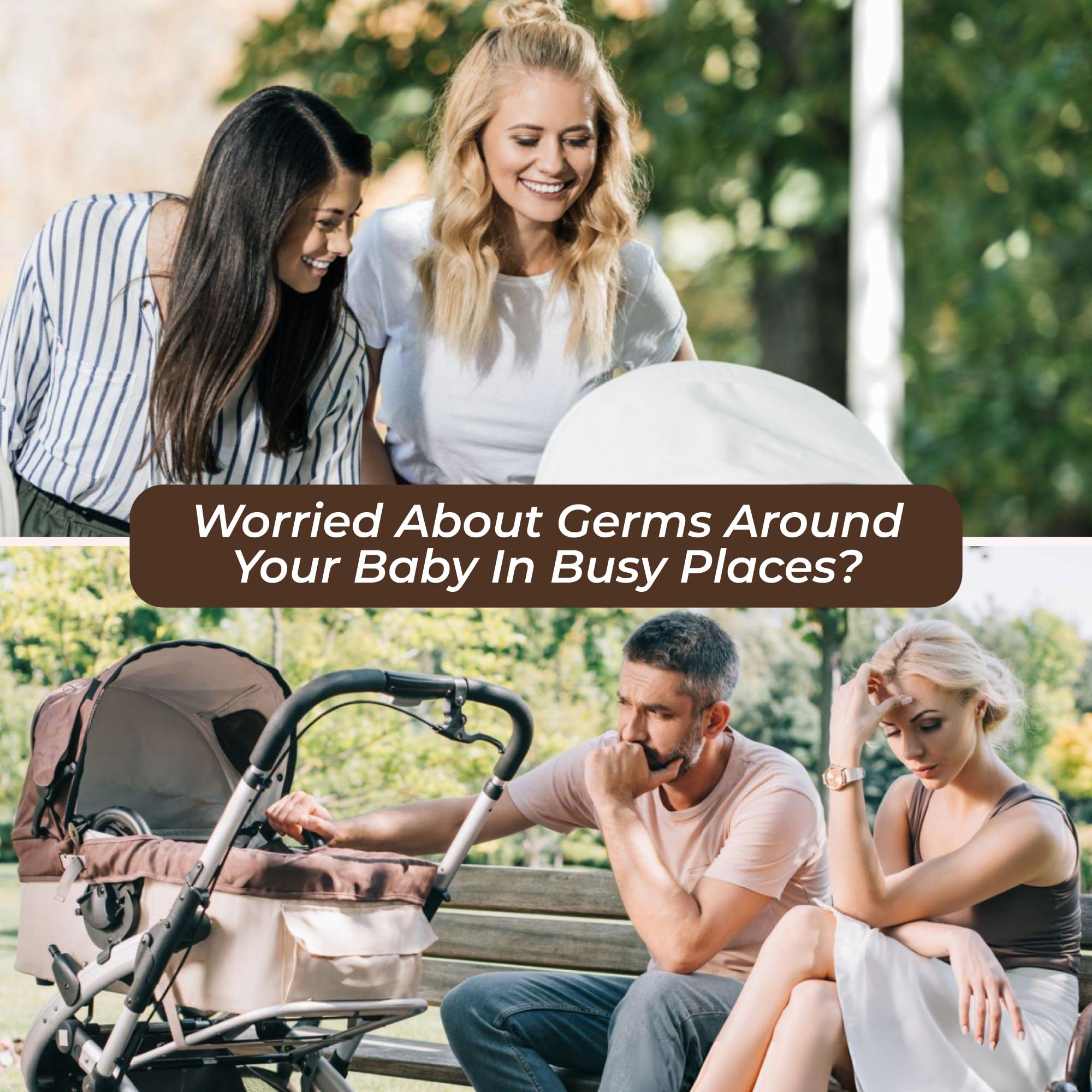 Woodamore baby sign on stroller tag helps prevent accidental contact
