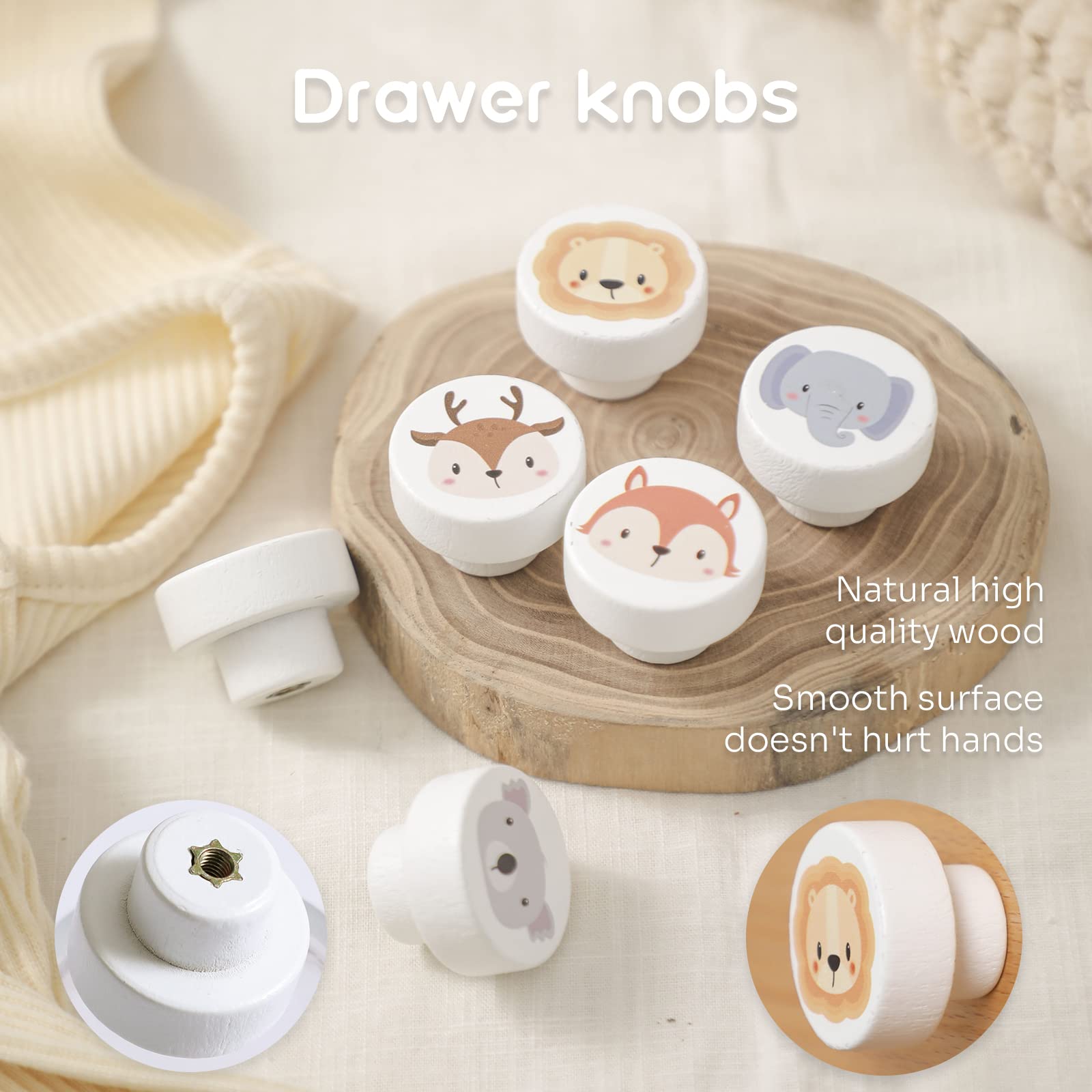 WOODEN TEETHER elephant knob on cabinet for sturdy daily use