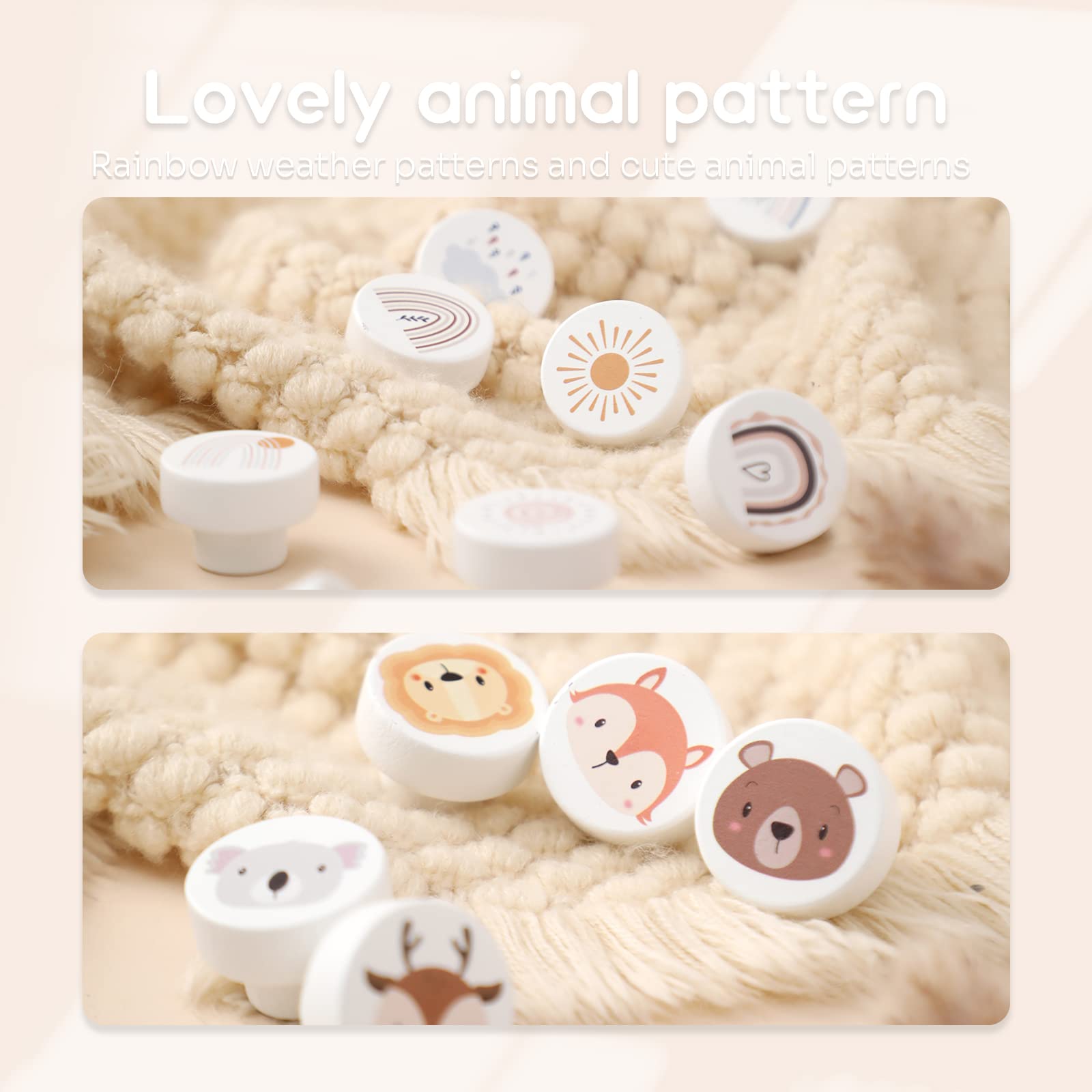WOODEN TEETHER fox knob adds whimsy and easy installation