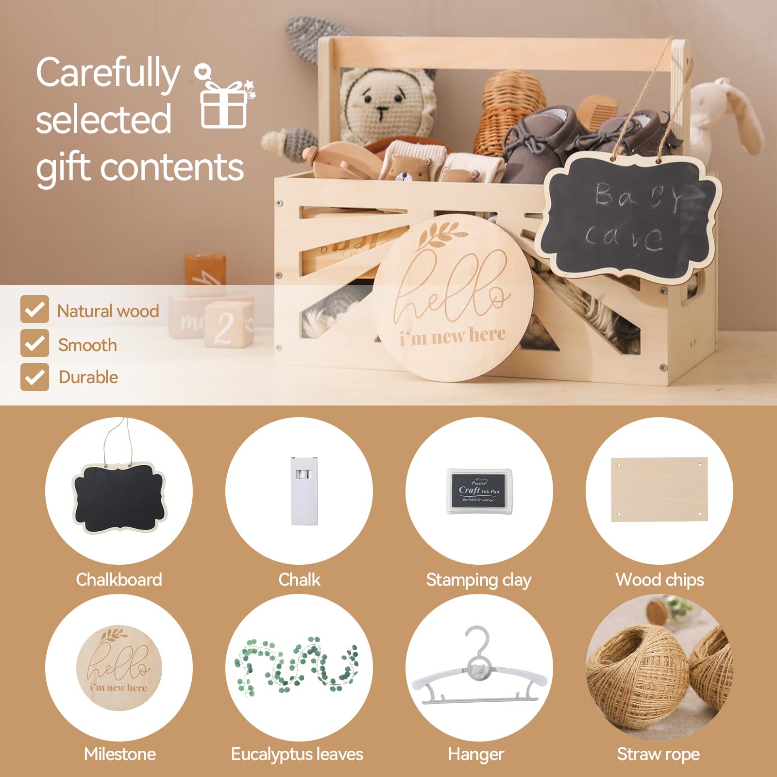 WOODEN TEETHER footprint-kit provides a keepsake for tiny footprints.