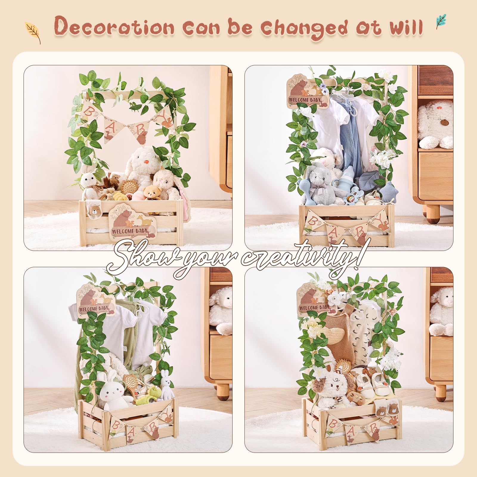 Wooden Teether leaf-decoration emphasizes customizable decorative styling.