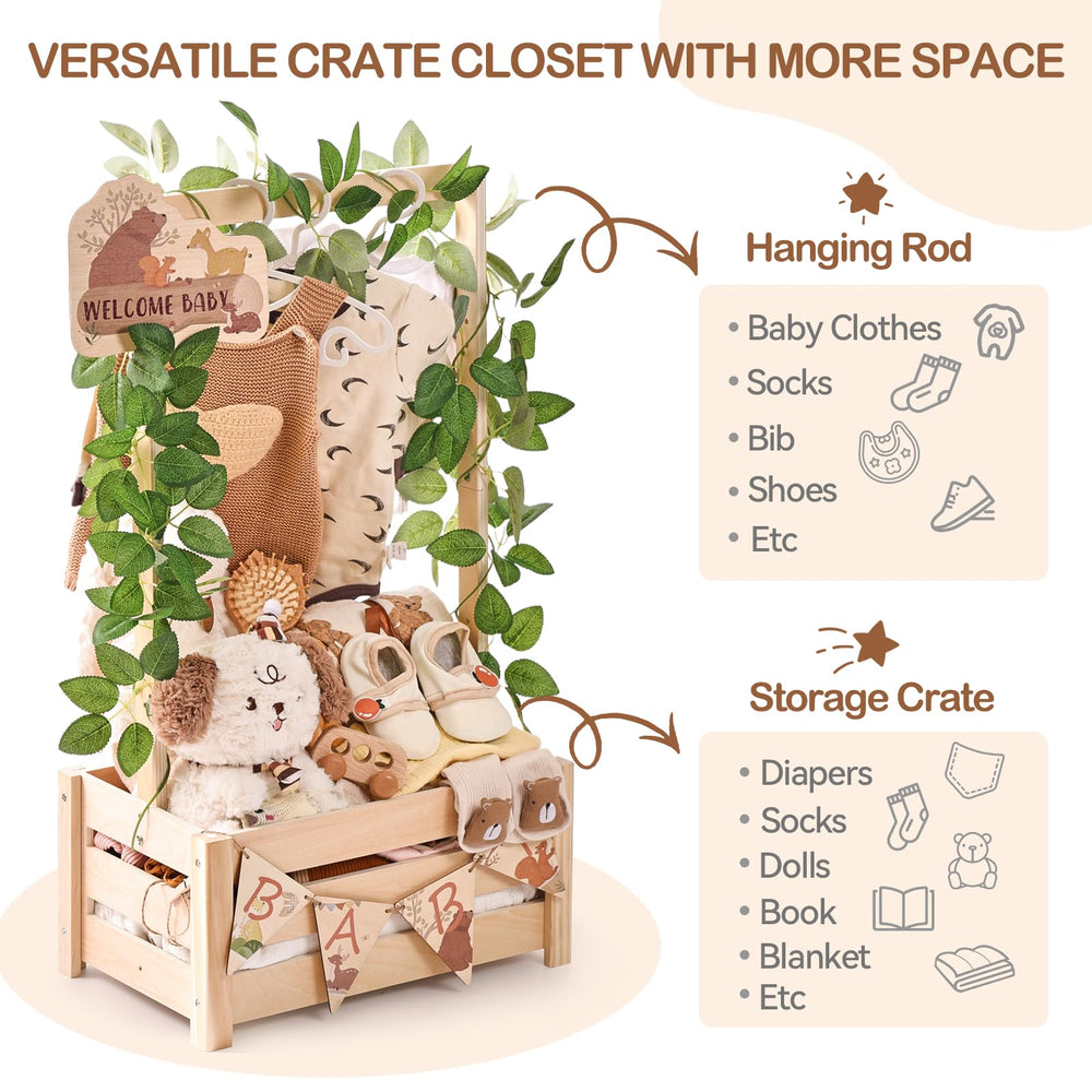 Wooden Teether nursery-storage in smooth wood finish complements modern nurseries.