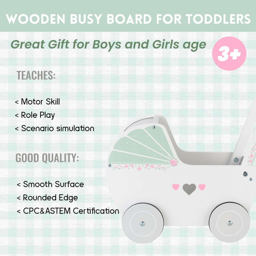 WOODENFUN wooden baby push walker on floor with rubber edges protecting floors