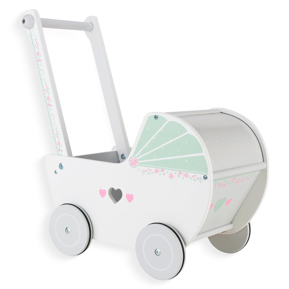 WOODENFUN wooden baby push walker side view with sturdy design for early walking