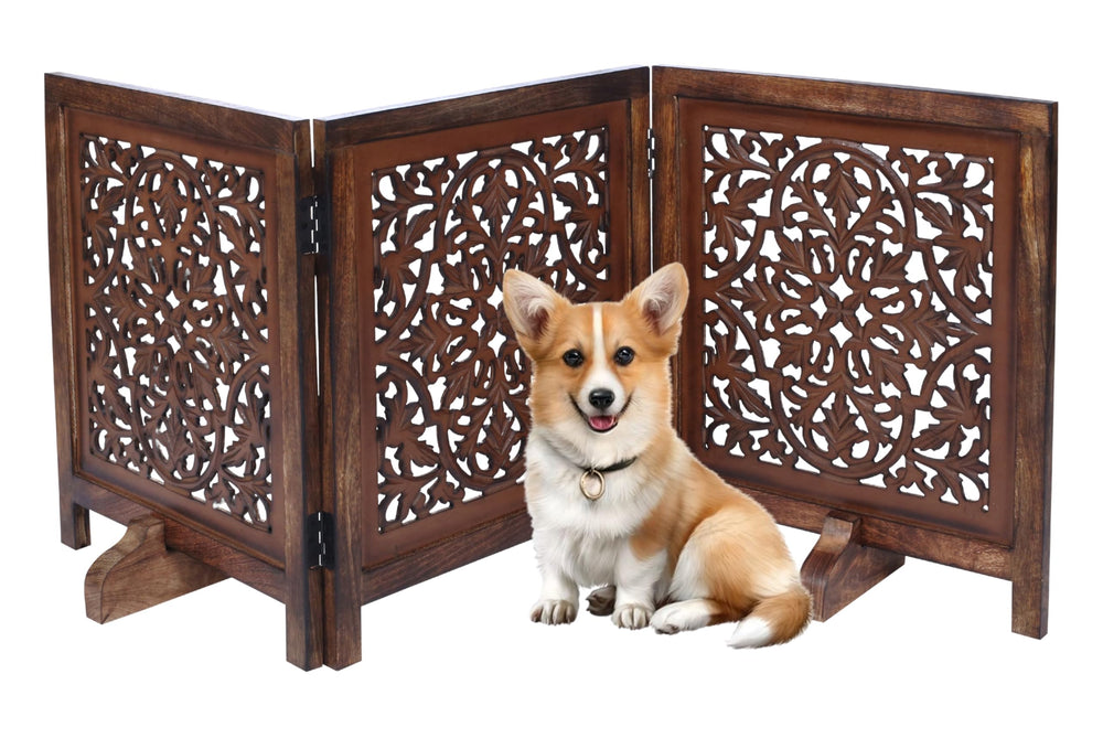 Woodify dog gate setup in doorway for room separation