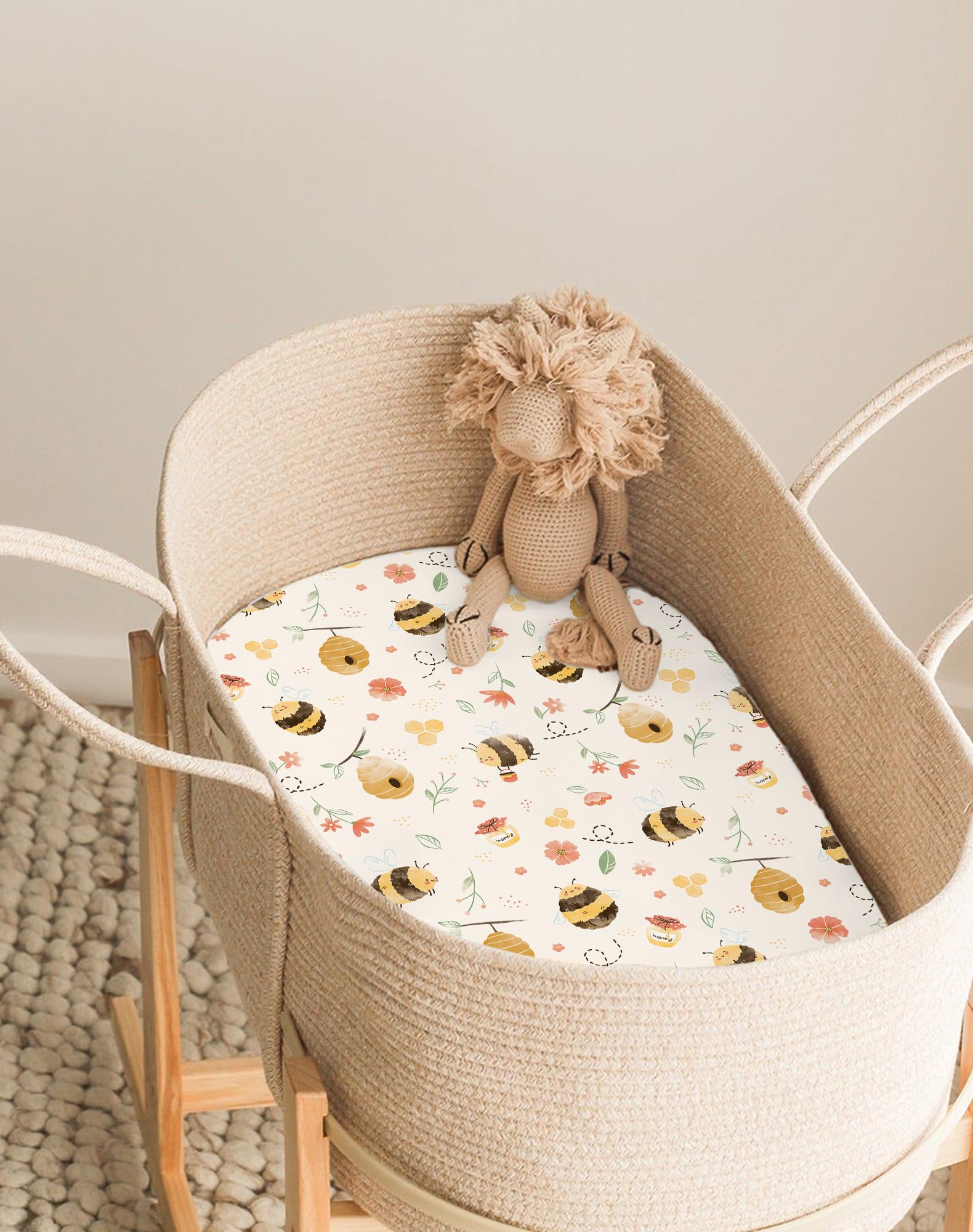 Woodiville bassinet-sheet-soft-knit fabric offers silky touch for delicate baby skin