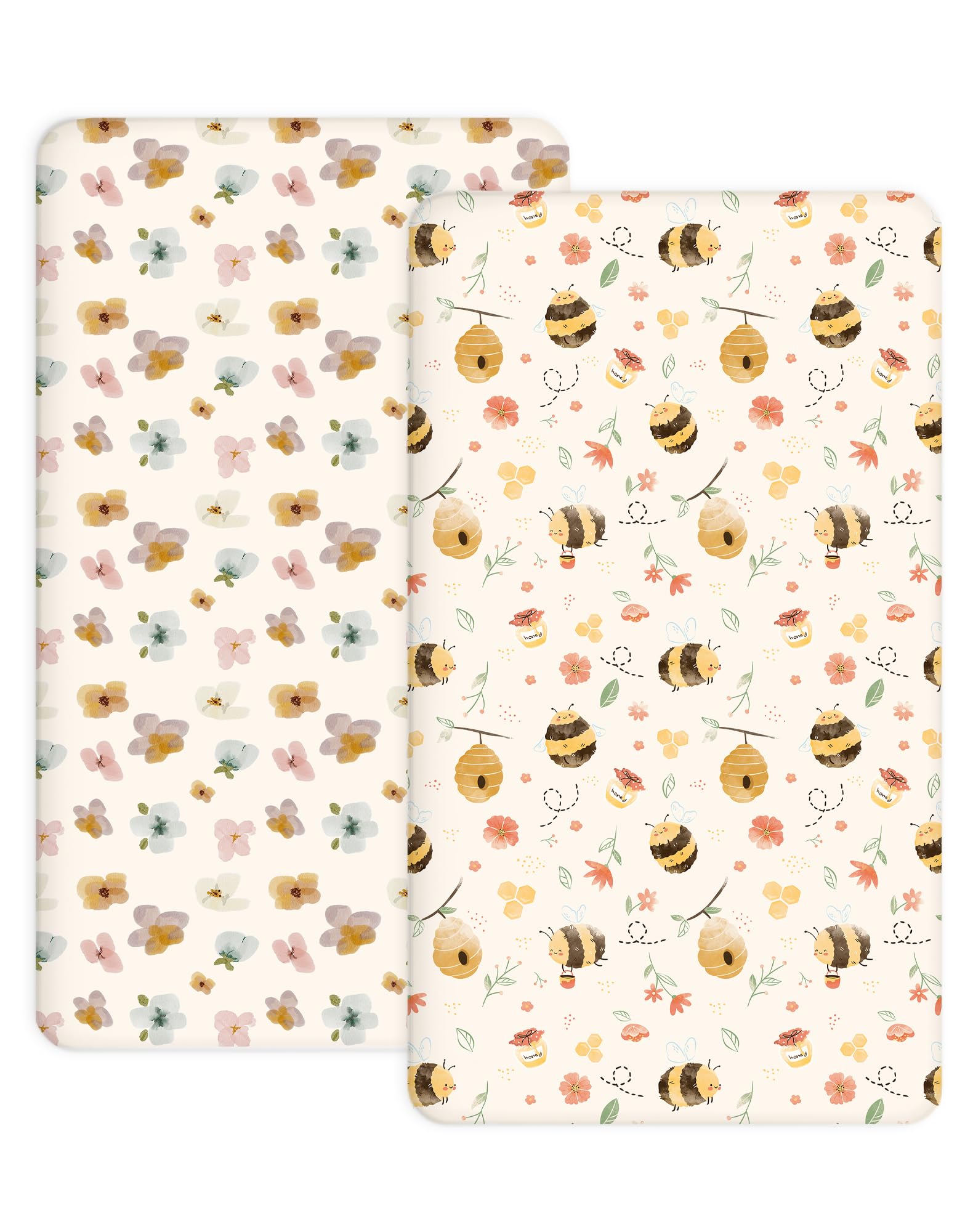 Woodiville Bee Happy pack n play sheet fit keeps surface secure and smooth for nap time.