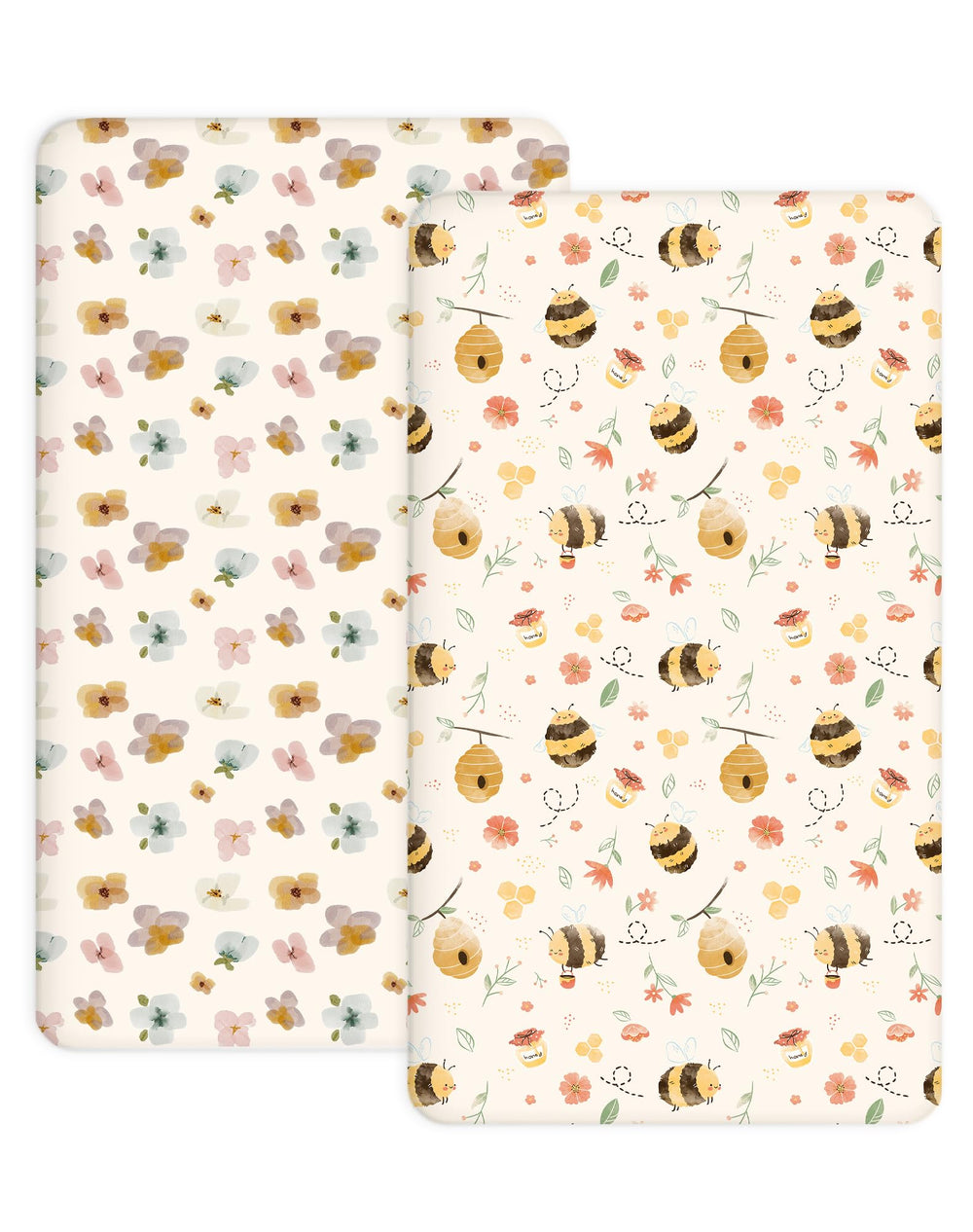 Woodiville Bee Happy pack n play sheet fit keeps surface secure and smooth for nap time.