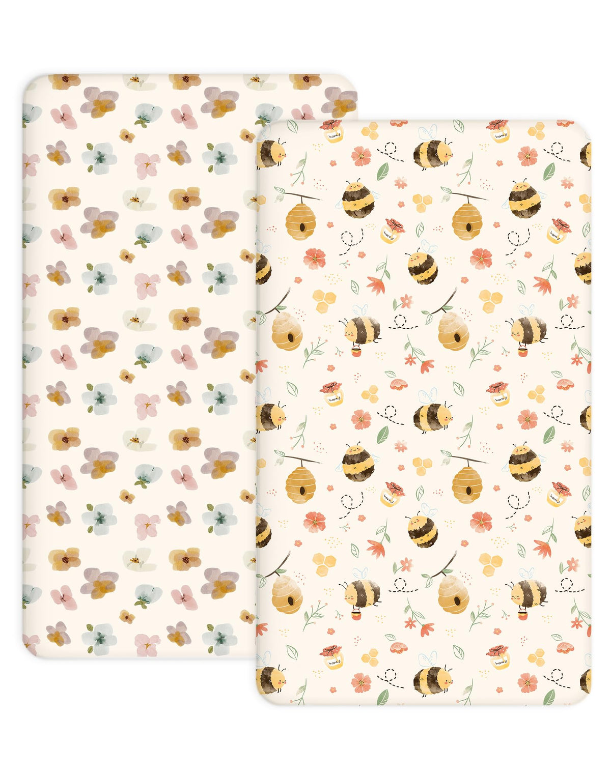 Woodiville Bee Happy pack n play sheet fit keeps surface secure and smooth for nap time.