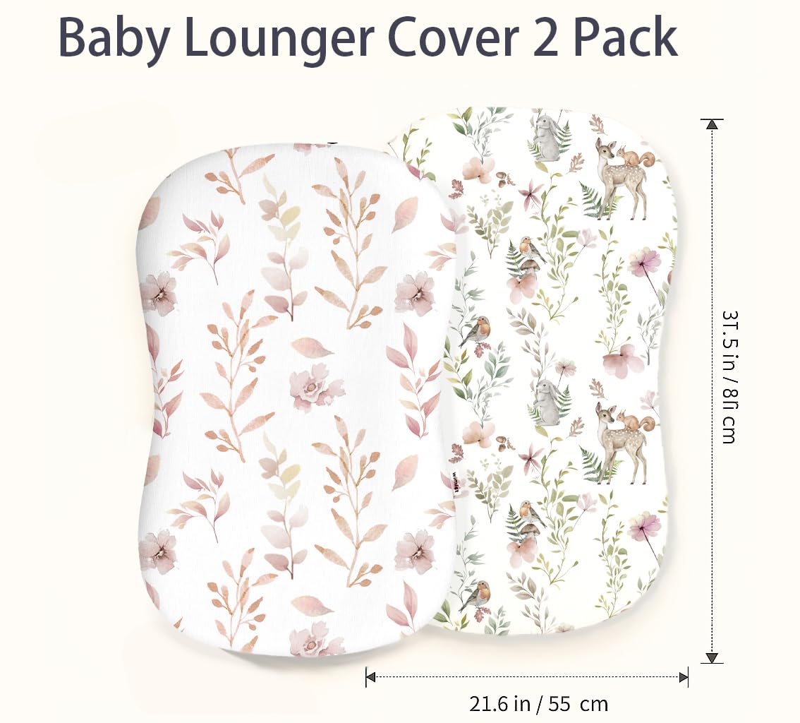 Woodiville cover silky poly-spandex fabric highlights gentle touch on baby's skin.
