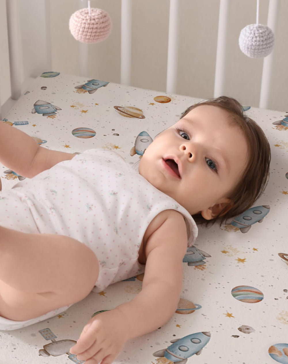 Woodiville Stellar Adventure soft jersey-knit fabric offers breathable comfort for baby.