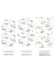 Woodiville Dino Pals bassinet sheet oval fit for adaptable nursery use