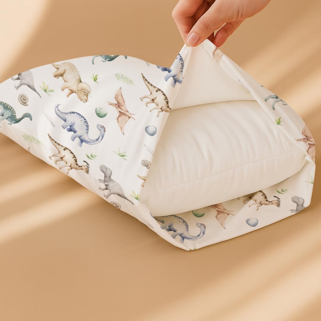 Woodiville Dino Pals stretchy fabric allows comfortable fit for active toddlers' sleep.