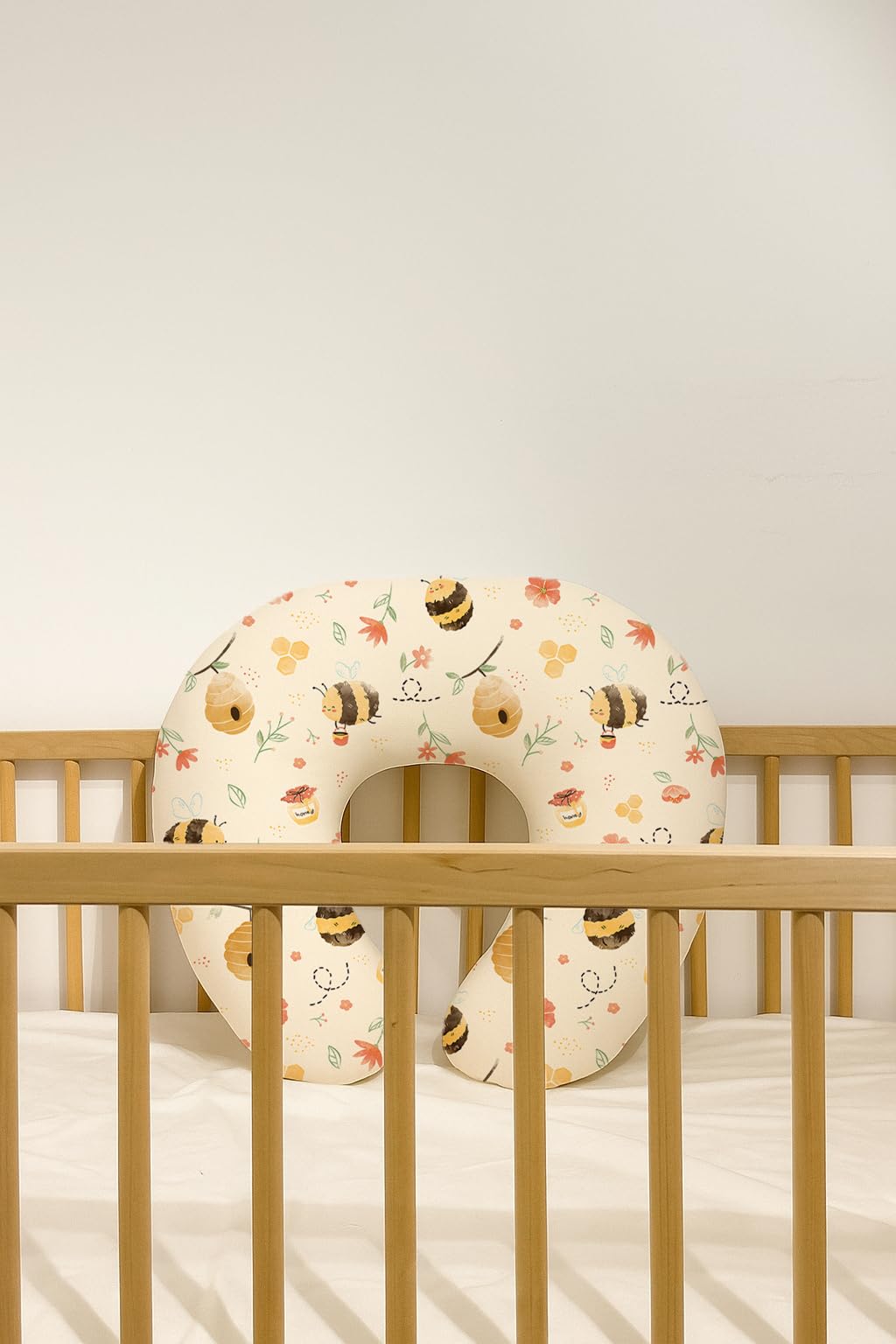 Woodiville Honeybee Dreams cover compatible with most standard U-shaped pillows.
