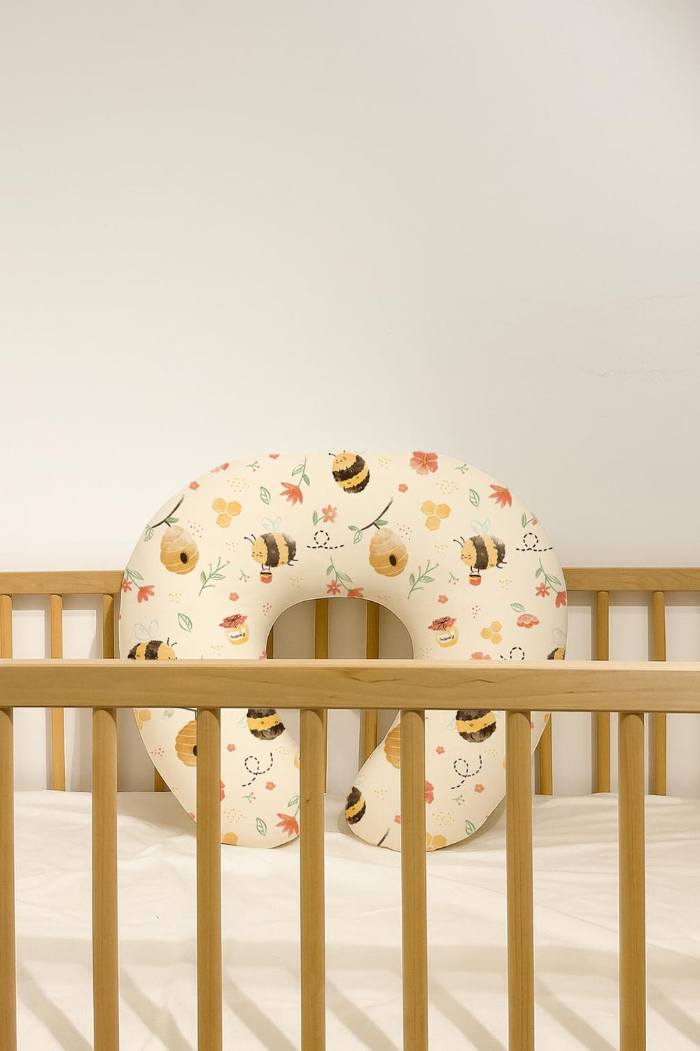 Woodiville Honeybee Dreams cover compatible with most standard U-shaped pillows.